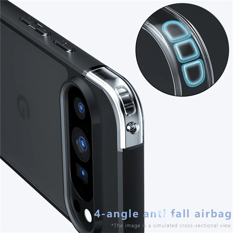 For Google Pixel 9 Pro  /  Pixel 9 Case Skin-Touch TPU+PC Matte Phone Shell, Transparent Black