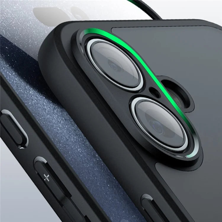 For iPhone 16 Plus Case Skin-Touch TPU+PC Matte Phone Shell, Transparent Black