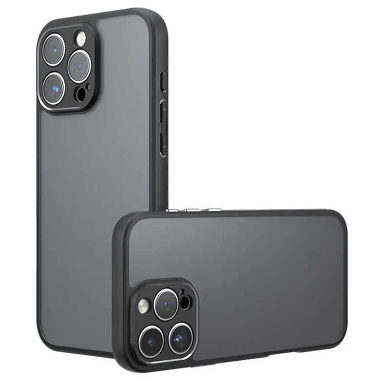 For iPhone 16 Pro Max Case Skin-Touch TPU+PC Matte Phone Shell, Transparent Black