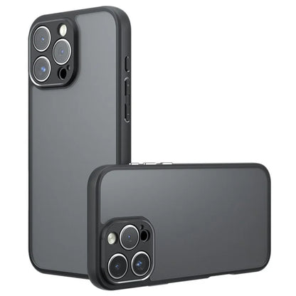 For iPhone 16 Pro Max Case Skin-Touch TPU+PC Matte Phone Shell, Transparent Black