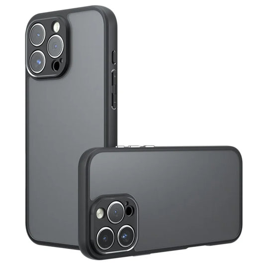 For iPhone 16 Pro Max Case Skin-Touch TPU+PC Matte Phone Shell, Transparent Black