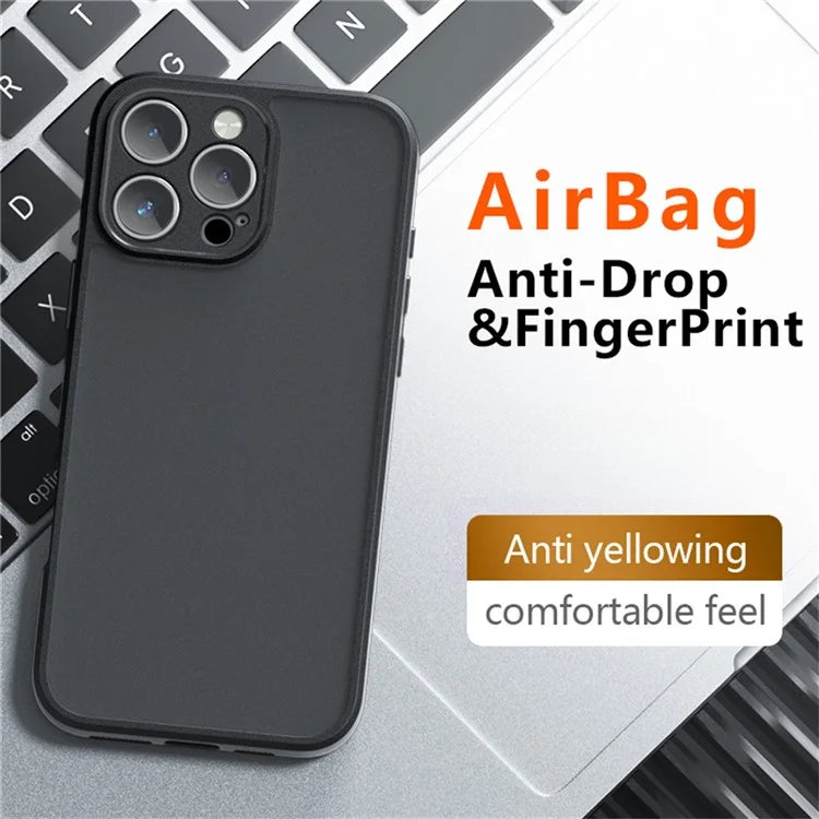 For iPhone 16 Pro Max Case Skin-Touch TPU+PC Matte Phone Shell, Transparent Black