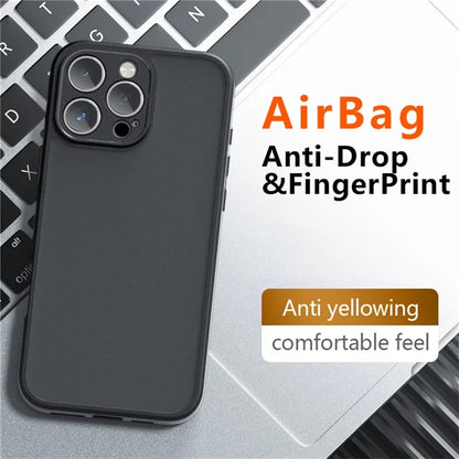 For iPhone 16 Pro Case Skin-Touch TPU+PC Matte Phone Shell, Transparent Black