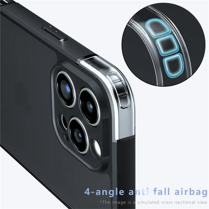 For iPhone 16 Pro Case Skin-Touch TPU+PC Matte Phone Shell, Transparent Black