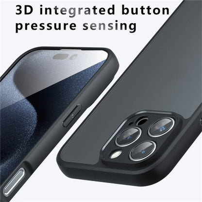 For iPhone 16 Pro Case Skin-Touch TPU+PC Matte Phone Shell, Transparent Black