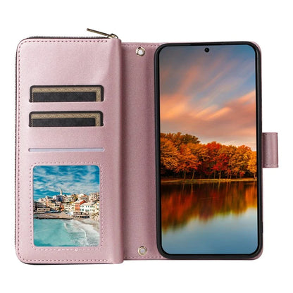 R20 For Samsung Galaxy S24 FE Case Zipper Pocket PU Leather Cover with 9 Card Slots
