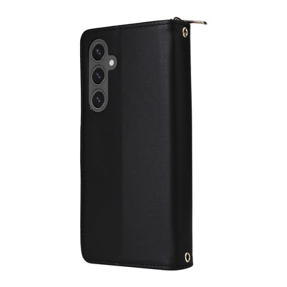 R20 For Samsung Galaxy S24 FE Case Zipper Pocket PU Leather Cover with 9 Card Slots