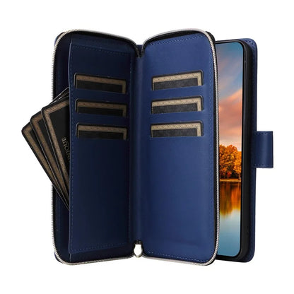 R20 For Samsung Galaxy S24 FE Case Zipper Pocket PU Leather Cover with 9 Card Slots