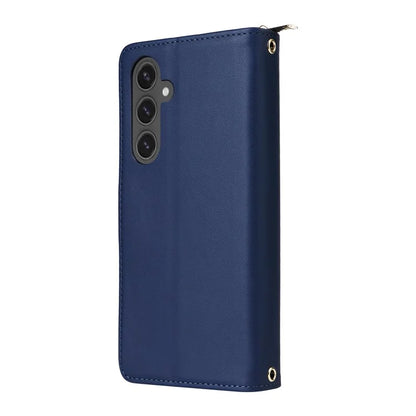 R20 For Samsung Galaxy S24 FE Case Zipper Pocket PU Leather Cover with 9 Card Slots