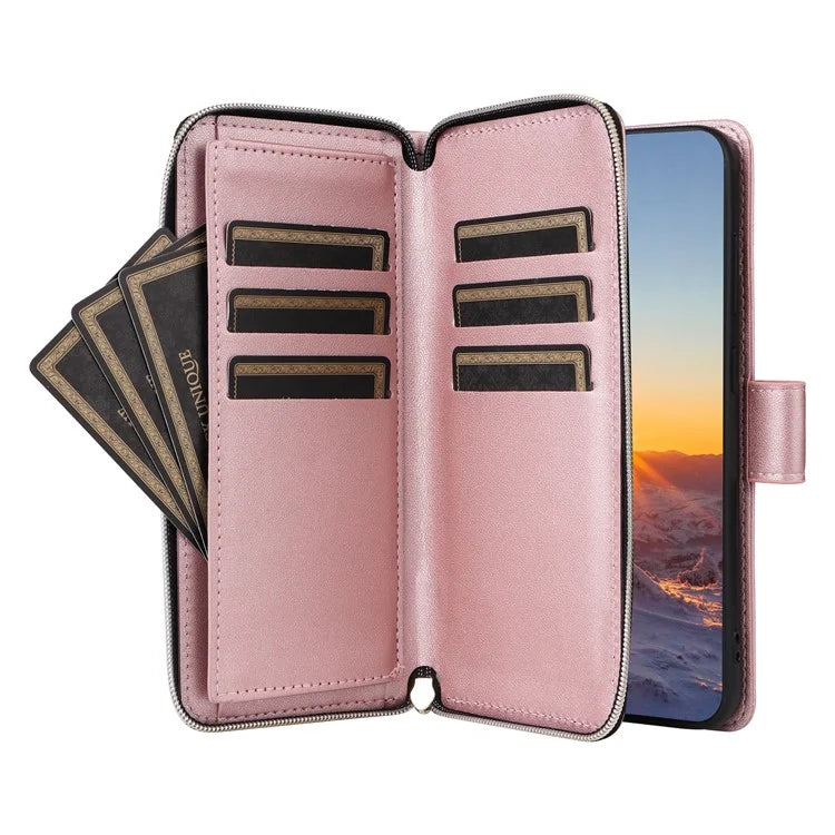 For Samsung Galaxy S24 FE Case Zipper Wallet Rhombus PU Leather Crossbody Phone Bag