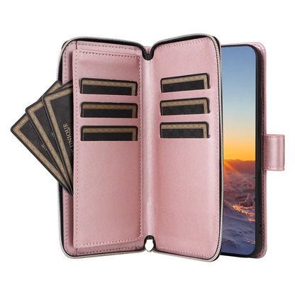 For Samsung Galaxy S24 FE Case Zipper Wallet Rhombus PU Leather Crossbody Phone Bag