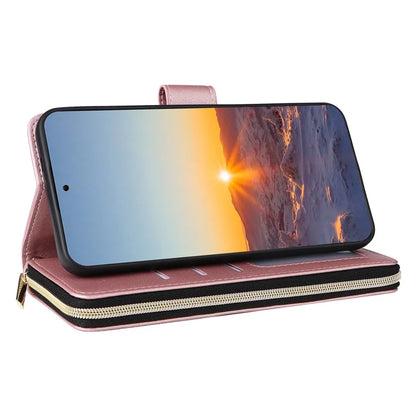 For Samsung Galaxy S24 FE Case Zipper Wallet Rhombus PU Leather Crossbody Phone Bag