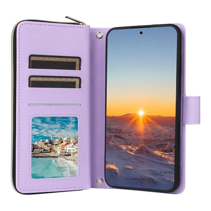 For Samsung Galaxy S24 FE Case Zipper Wallet Rhombus PU Leather Crossbody Phone Bag