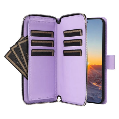 For Samsung Galaxy S24 FE Case Zipper Wallet Rhombus PU Leather Crossbody Phone Bag