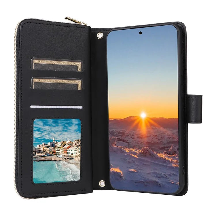 For Samsung Galaxy S24 FE Case Zipper Wallet Rhombus PU Leather Crossbody Phone Bag