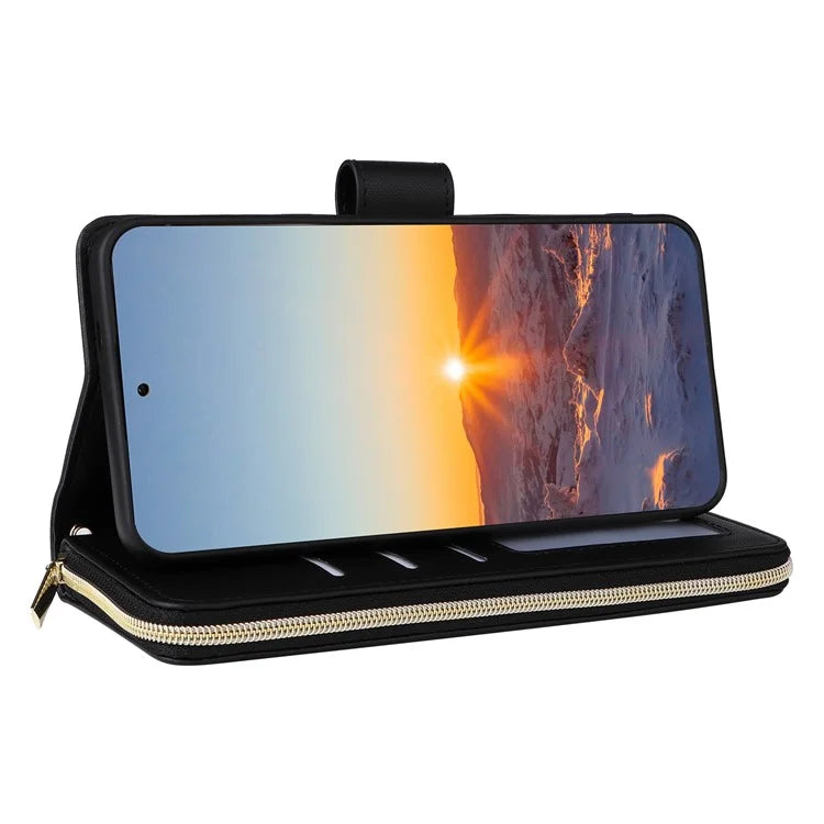 For Samsung Galaxy S24 FE Case Zipper Wallet Rhombus PU Leather Crossbody Phone Bag