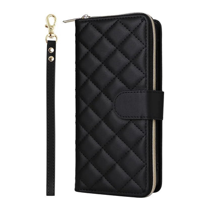 For Samsung Galaxy S24 FE Case Zipper Wallet Rhombus PU Leather Crossbody Phone Bag