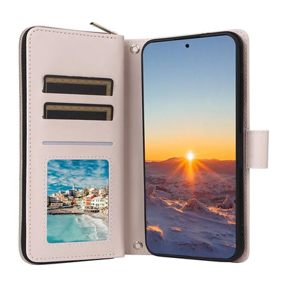 For Samsung Galaxy S24 FE Case Zipper Wallet Rhombus PU Leather Crossbody Phone Bag