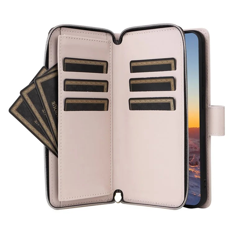 For Samsung Galaxy S24 FE Case Zipper Wallet Rhombus PU Leather Crossbody Phone Bag