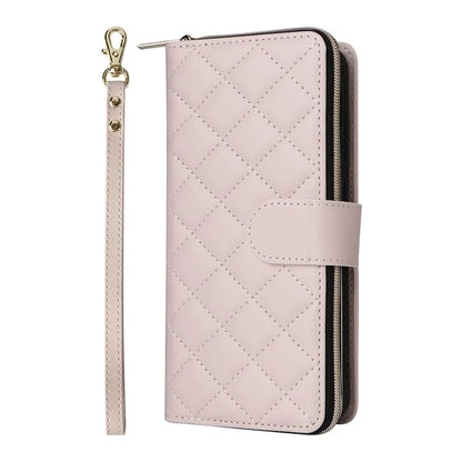 For Samsung Galaxy S24 FE Case Zipper Wallet Rhombus PU Leather Crossbody Phone Bag