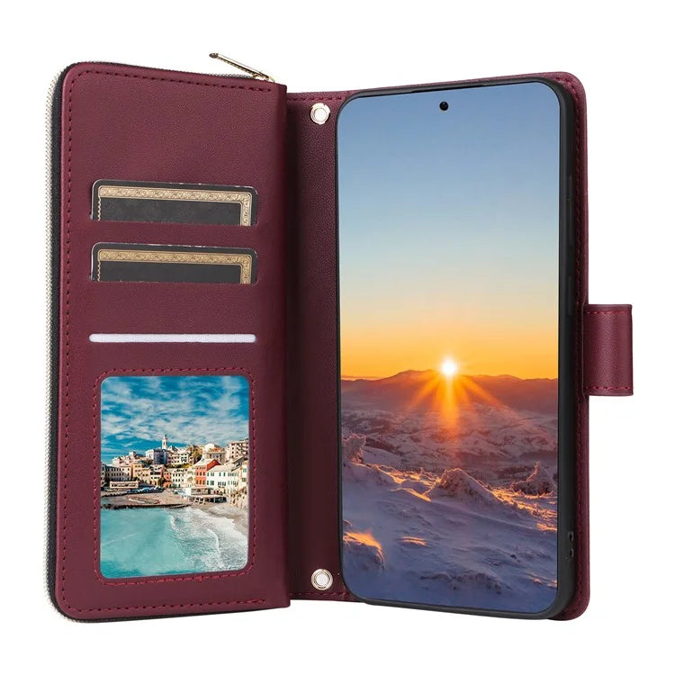 For Samsung Galaxy S24 FE Case Zipper Wallet Rhombus PU Leather Crossbody Phone Bag