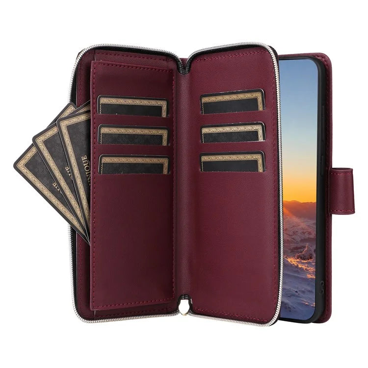 For Samsung Galaxy S24 FE Case Zipper Wallet Rhombus PU Leather Crossbody Phone Bag
