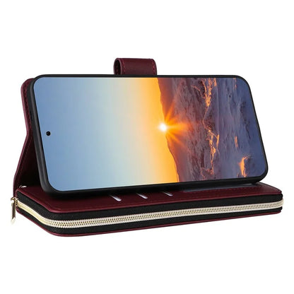 For Samsung Galaxy S24 FE Case Zipper Wallet Rhombus PU Leather Crossbody Phone Bag