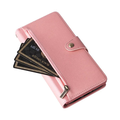 For Google Pixel 9 Pro Case Zipper Wallet Leather Stand Phone Cover Rivet Decor