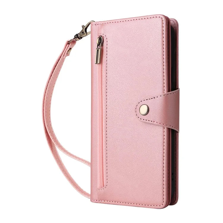 For Google Pixel 9 Pro Case Zipper Wallet Leather Stand Phone Cover Rivet Decor