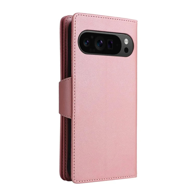 For Google Pixel 9 Pro Case Zipper Wallet Leather Stand Phone Cover Rivet Decor