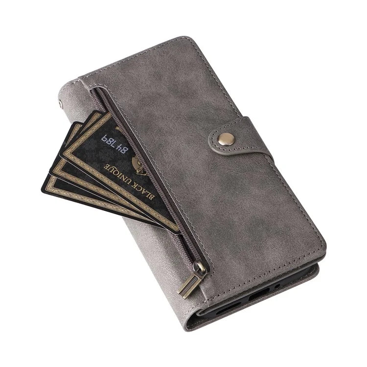 For Google Pixel 9 Pro Case Zipper Wallet Leather Stand Phone Cover Rivet Decor