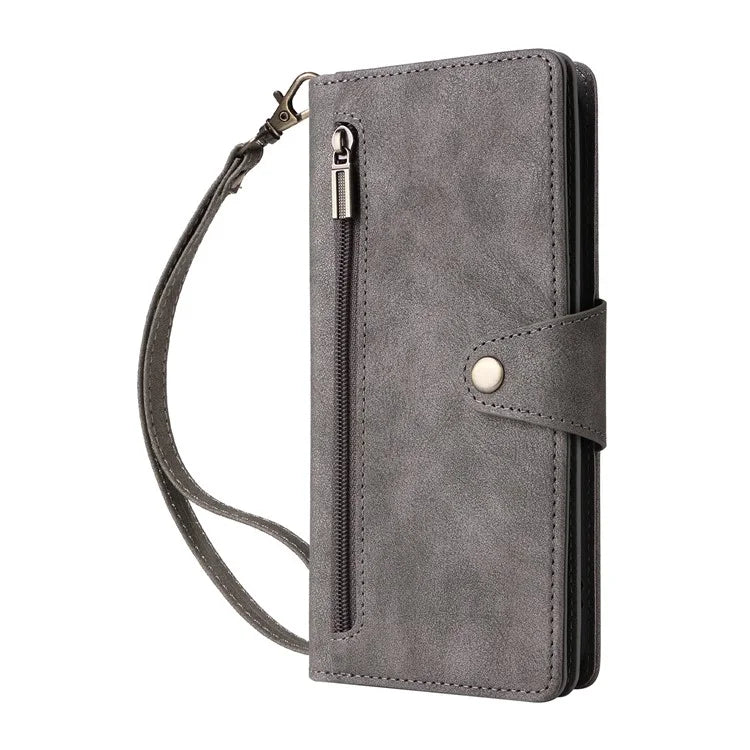 For Google Pixel 9 Pro Case Zipper Wallet Leather Stand Phone Cover Rivet Decor