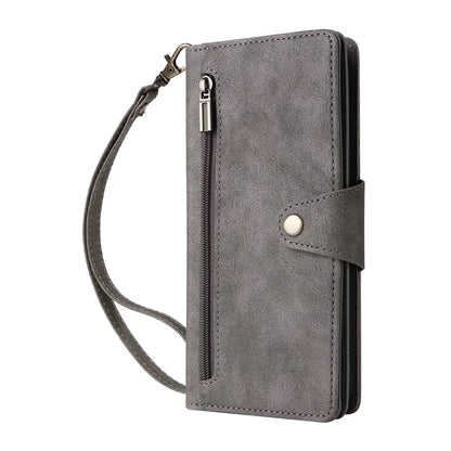 For Google Pixel 9 Pro Case Zipper Wallet Leather Stand Phone Cover Rivet Decor