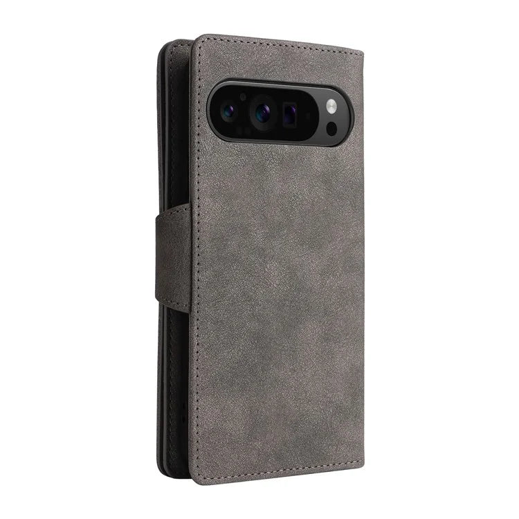 For Google Pixel 9 Pro Case Zipper Wallet Leather Stand Phone Cover Rivet Decor