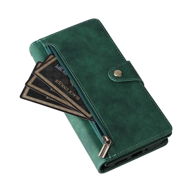 For Google Pixel 9 Pro Case Zipper Wallet Leather Stand Phone Cover Rivet Decor