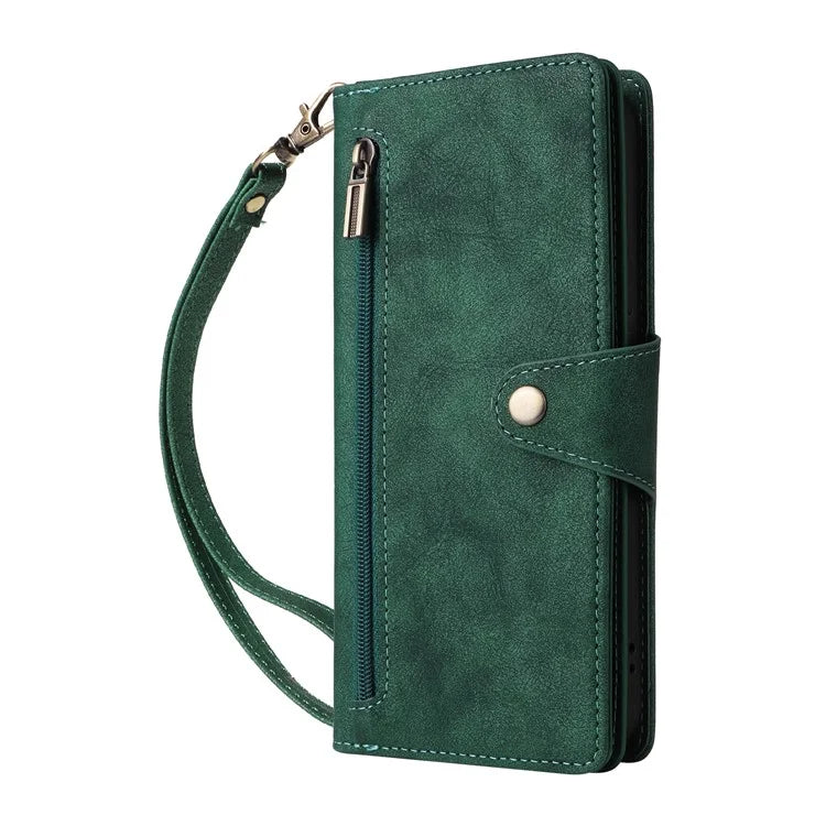 For Google Pixel 9 Pro Case Zipper Wallet Leather Stand Phone Cover Rivet Decor