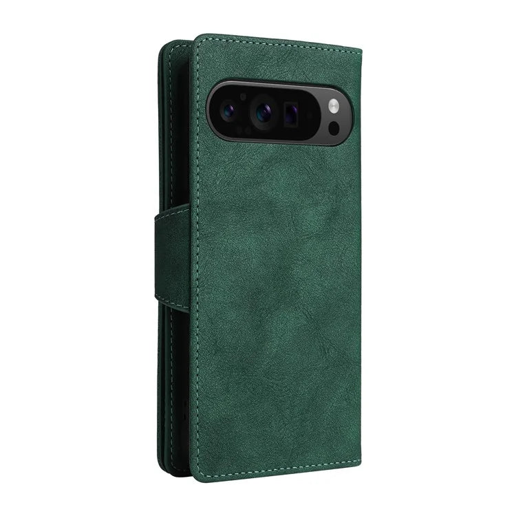 For Google Pixel 9 Pro Case Zipper Wallet Leather Stand Phone Cover Rivet Decor
