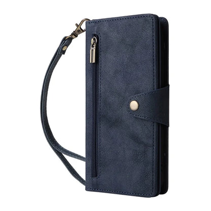 For Google Pixel 9 Pro Case Zipper Wallet Leather Stand Phone Cover Rivet Decor
