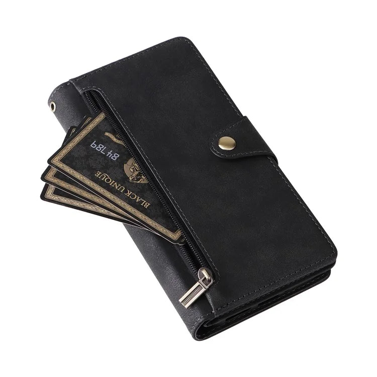For Google Pixel 9 Pro Case Zipper Wallet Leather Stand Phone Cover Rivet Decor