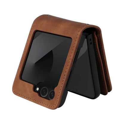 For Samsung Galaxy Z Flip6 5G Leather Case Zipper Wallet Phone Cover with Shoulder Strap