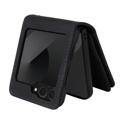 For Samsung Galaxy Z Flip6 5G Leather Case Zipper Wallet Phone Cover with Shoulder Strap