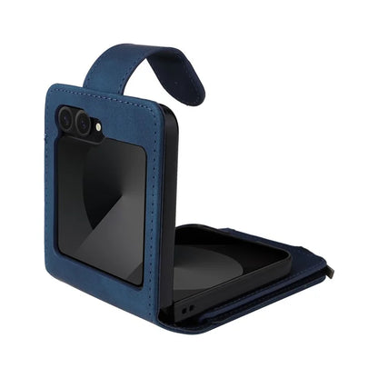 For Samsung Galaxy Z Flip6 5G Leather Case Zipper Wallet Phone Cover with Shoulder Strap