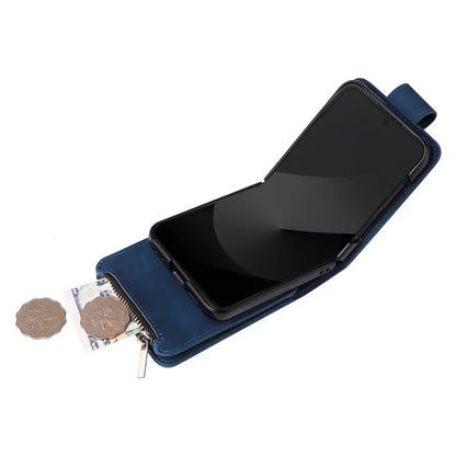 For Samsung Galaxy Z Flip6 5G Leather Case Zipper Wallet Phone Cover with Shoulder Strap