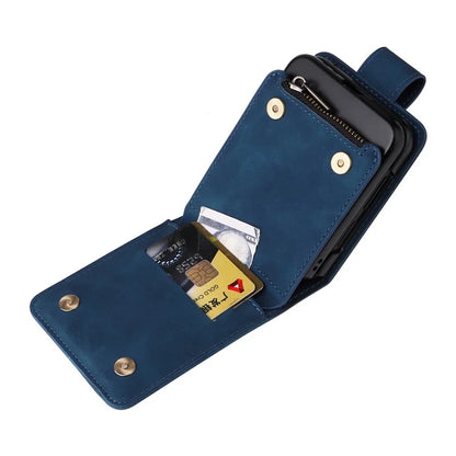 For Samsung Galaxy Z Flip6 5G Leather Case Zipper Wallet Phone Cover with Shoulder Strap