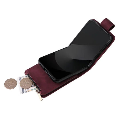 For Samsung Galaxy Z Flip6 5G Leather Case Zipper Wallet Phone Cover with Shoulder Strap