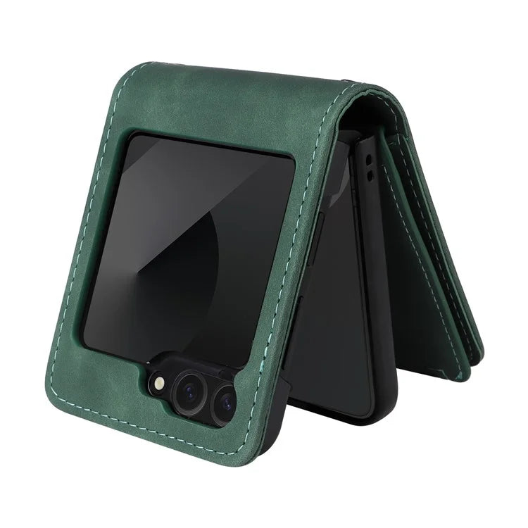 For Samsung Galaxy Z Flip6 5G Leather Case Zipper Wallet Phone Cover with Shoulder Strap