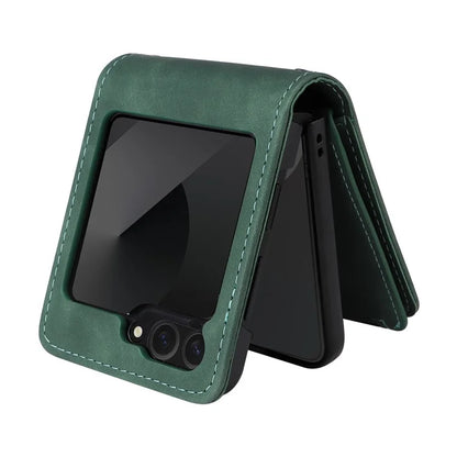 For Samsung Galaxy Z Flip6 5G Leather Case Zipper Wallet Phone Cover with Shoulder Strap