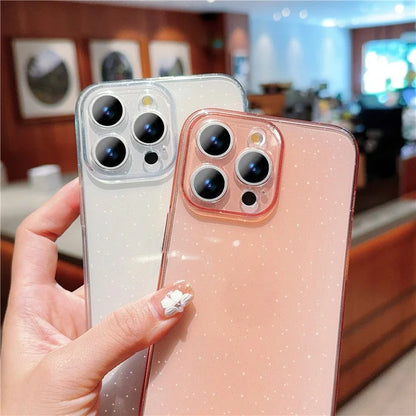 For iPhone 14 Pro Max Case Clear Glitter Shockproof TPU Phone Cover