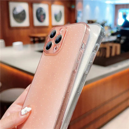 For iPhone 15 Pro Case Glitter TPU Anti-Scratch Clear Back Cover
