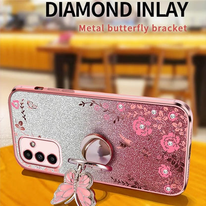 For Samsung Galaxy A55 5G Case Butterfly Kickstand TPU Glitter Phone Cover Flower Pattern